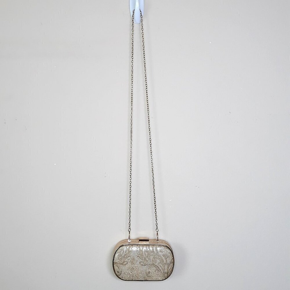 Lulu Townsend Gold Floral Clutch Handbag Party Wedding Date Night Event Festive - Picture 12 of 15